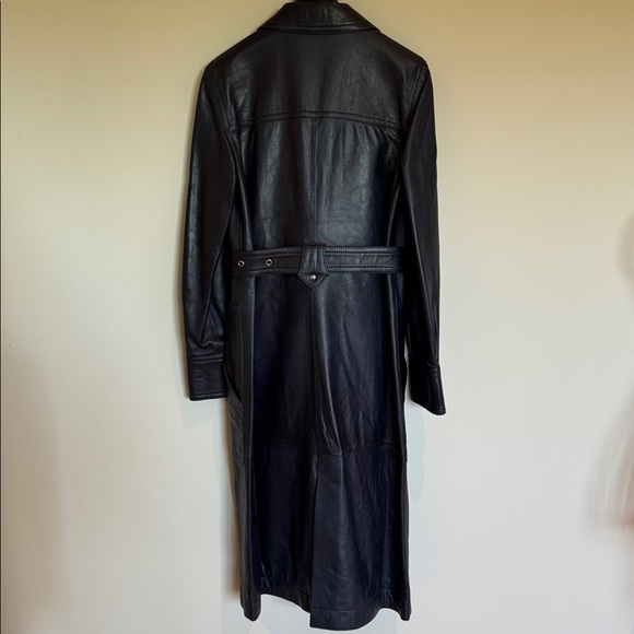 COACH 1941 MADE IN ITALY 🇮🇹 LAMB LEATHER SPORTY TRENCH COAT NAVY BLUE SIZE US 4 - Picture 15 of 16